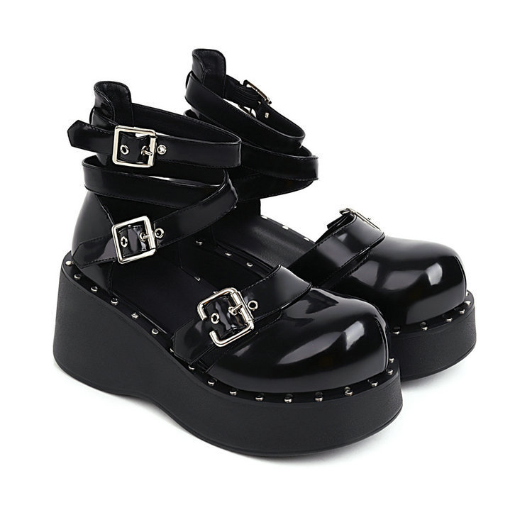 Mary Jane Bandage Shoes Lolita Women's Shoes Punk Song-promotion Costume Japanese Jk Preppy Style Height Increasing Skinny Platform Leather Shoes - Image 2