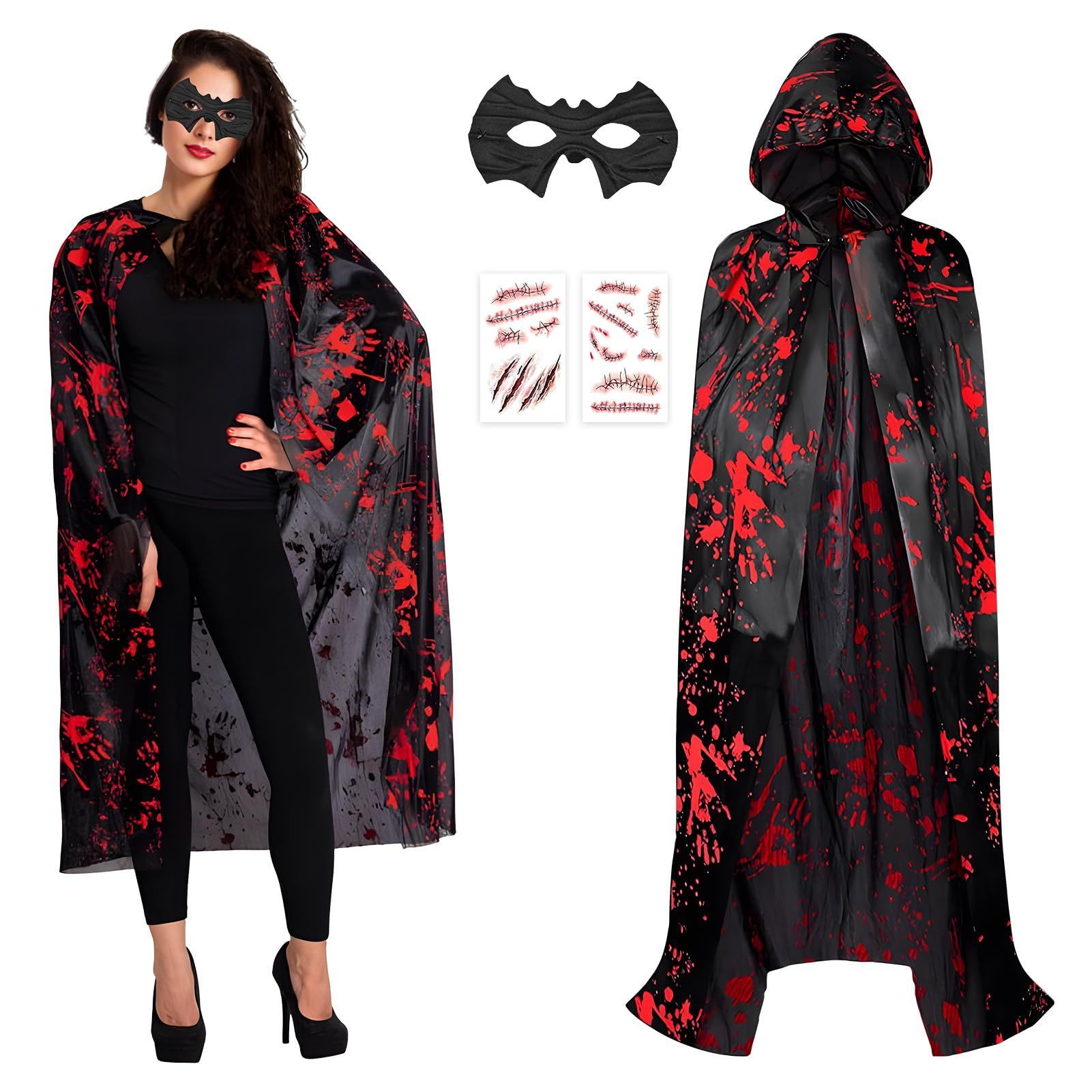 Hooded Costume Set With Hood And Mask Accessories - 140 Cm Cape For Spooky Parties & Themed Events - Party Accessory Set - Image 5