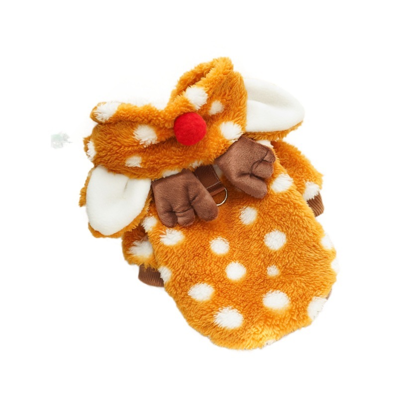 Pet Dog Cat Christmas Clothes Elk Supplies Autumn And Winter Fleece-lined Medium-sized Dog Bichon Jarre Aero Bull Corgi Pet Costume - Image 5