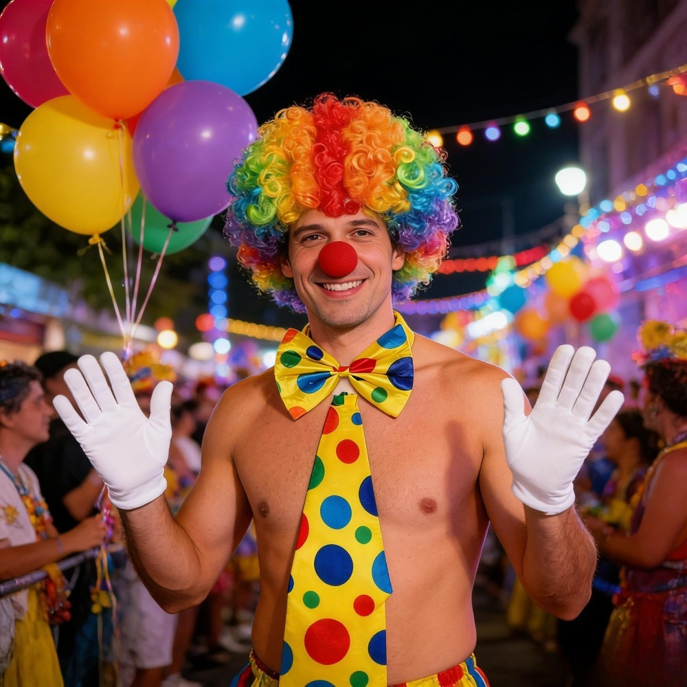 Clown Costume Set With Wig And Tie For Carnival Celebrations And Party Decorations