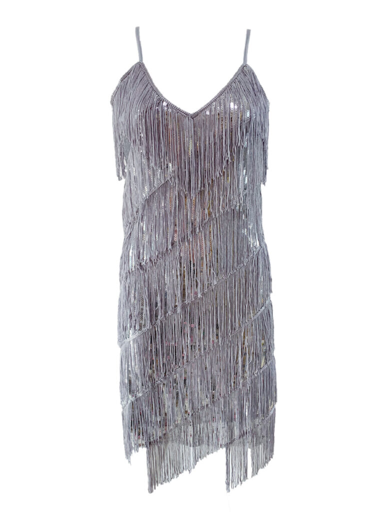 Latin Dance Adult Costume Suspenders Sequined Fringe Dress Dress