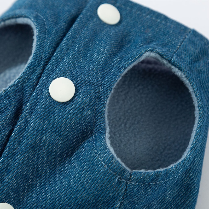 3D Deer Denim Pet Vest, Warm Fleece Lined Pullover For Small Dogs Cats, Winter Costume With Leash Hoo - Image 3