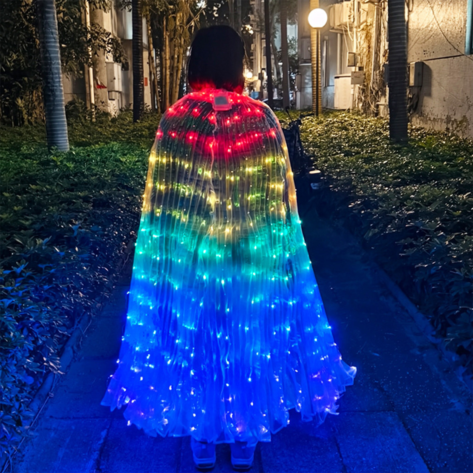 LED Light Up Wing For Adults 9.8FT Polyester Glowing Wing Belly Dance Costume Performance Clothing With Telescopic Rods For Carnival RGB Multicolor - Image 5