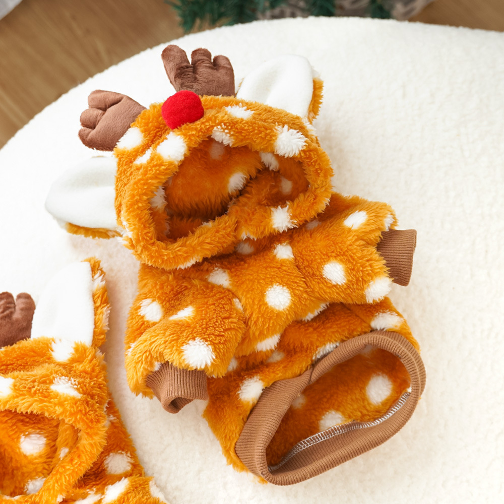 Pet Dog Cat Christmas Clothes Elk Supplies Autumn And Winter Fleece-lined Medium-sized Dog Bichon Jarre Aero Bull Corgi Pet Costume - Image 4