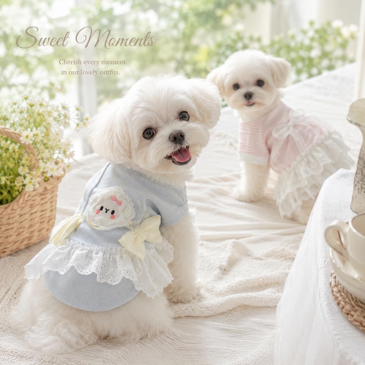 Cute Dog Dress Sleeveless, Elegant Puppy Skirts With Lace Hem, Breathable Pet Dress For Small Dog Girl Chihuahua Yorkies Tulle Birthday Party Lace Costume Tutu Apparel - Image 3