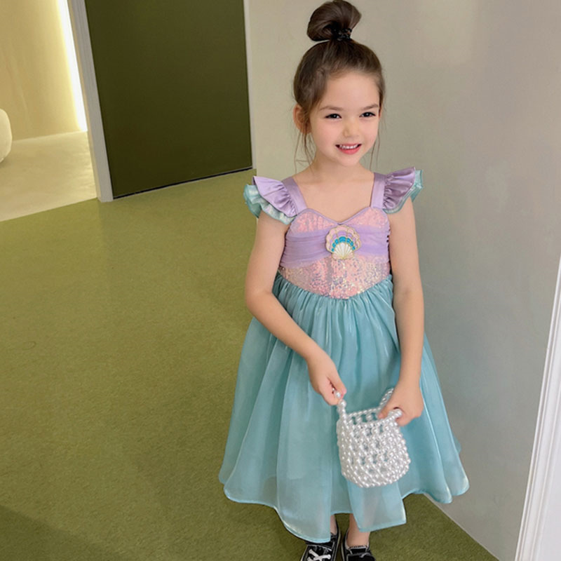 Summer New Mermaid Vest Dress Children's Western Style Costume
