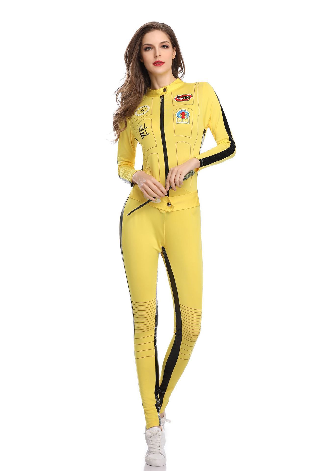 Kill Bill Costume Adult Women TV Film Bodycon Yellow Jumpsuit Motocycle Bosysuit Ninja Martial Arts Uniform Bruce Lee Overalls - Image 2