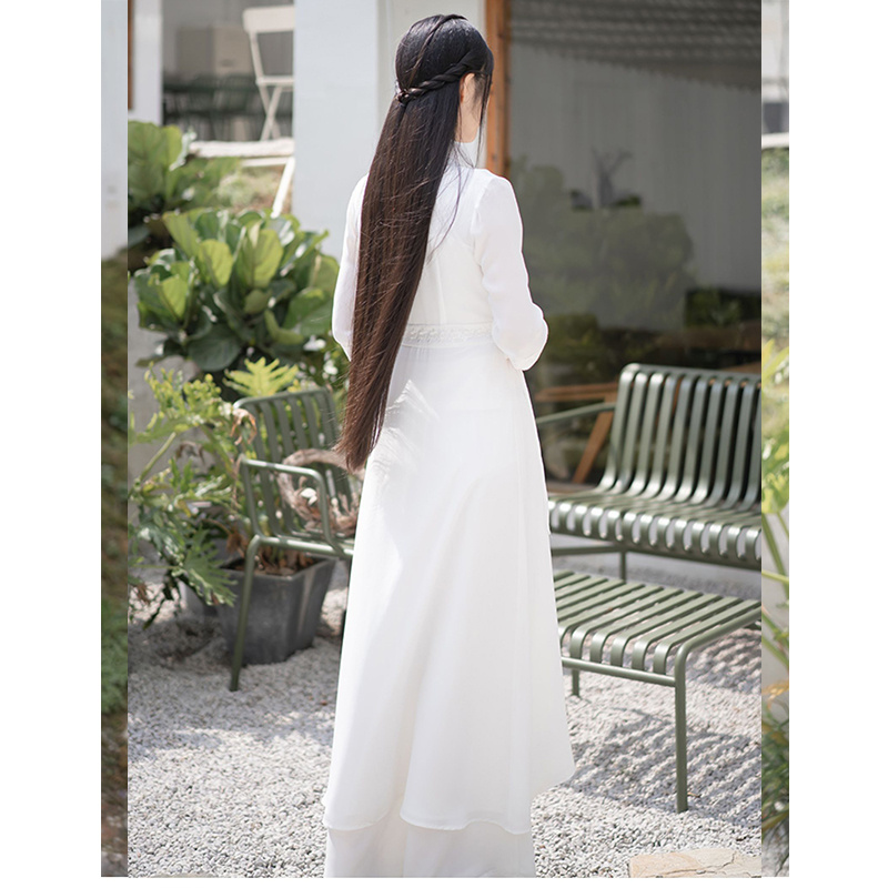 Improved Hanfu Female Chinese Style Zen Clothing Tea Clothing Female Collar Ancient Costume Daily Fairy Ancient Style Dress Waist Summer - Image 2