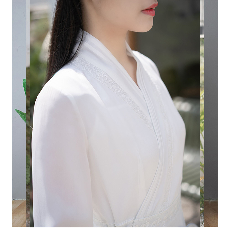 Improved Hanfu Female Chinese Style Zen Clothing Tea Clothing Female Collar Ancient Costume Daily Fairy Ancient Style Dress Waist Summer - Image 5