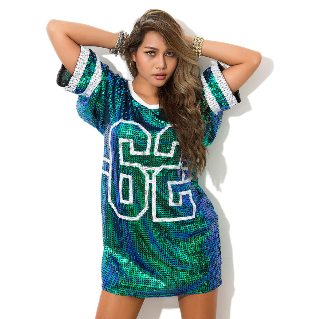 Ladies Stage Costume Sequin T-Shirt Tops