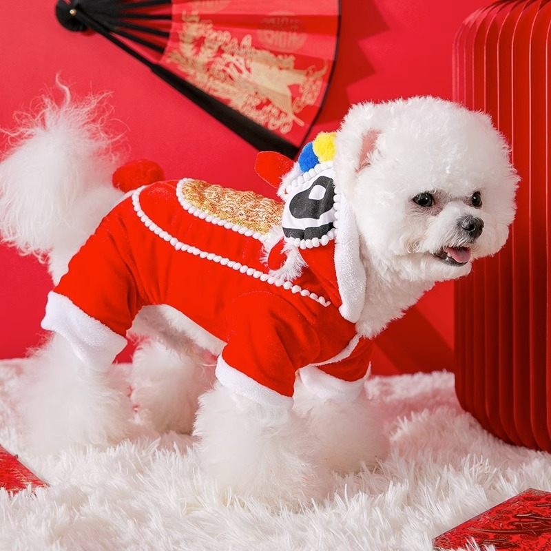 Spring Festival Xingshi Pet Costume Small And Medium-sized Chinese New Year Celebration Joyous Clothes Cat Clothing - Image 3