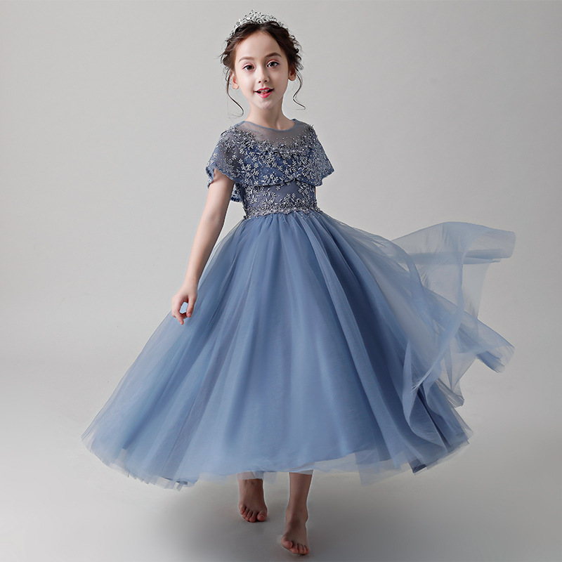 Children's dress new puffy yarn piano costume host
