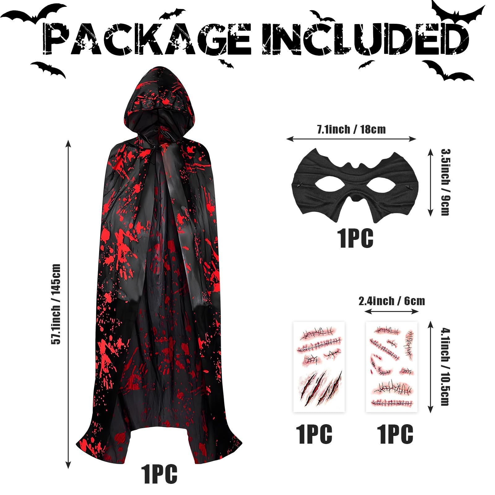Hooded Costume Set With Hood And Mask Accessories - 140 Cm Cape For Spooky Parties & Themed Events - Party Accessory Set - Image 2