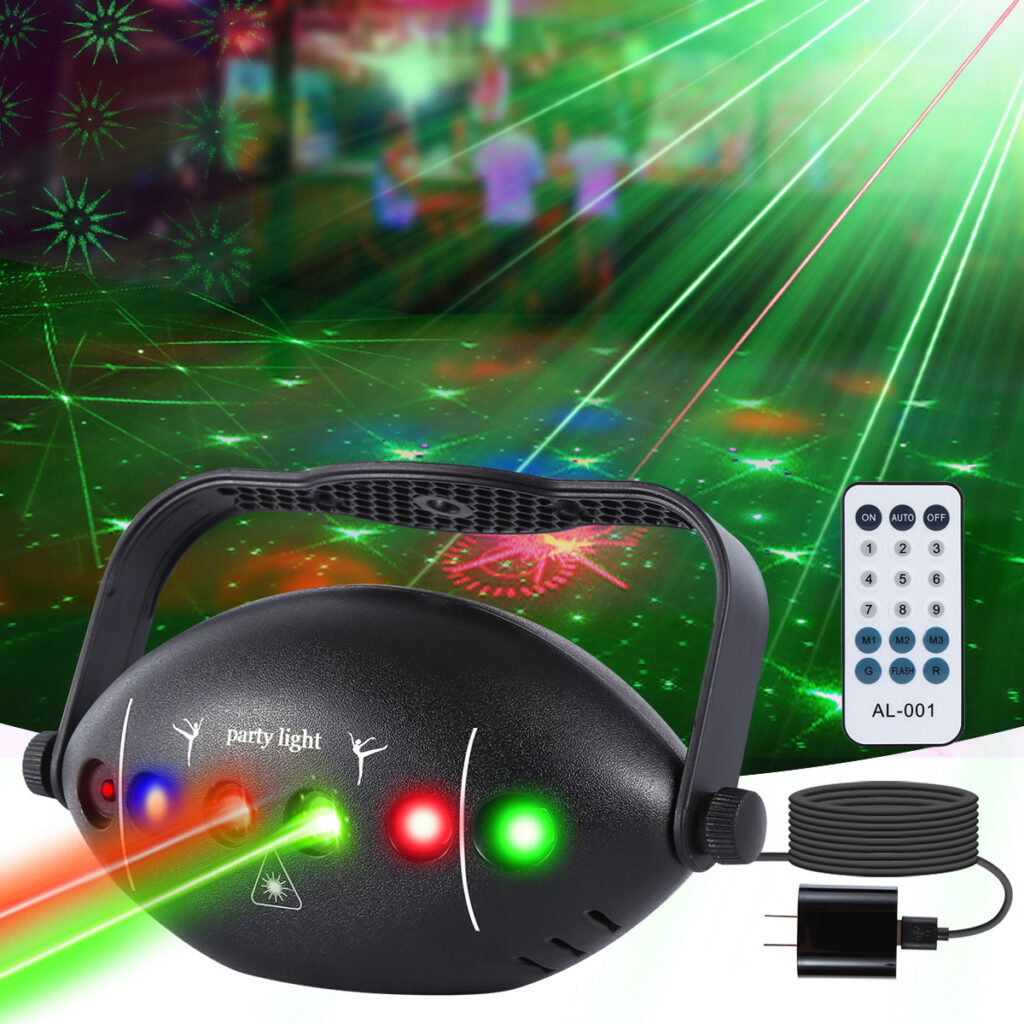 DJ Laser Party Light, RGB LED Disco Light, Sound Activated Projector Strobe Light With Remote Control, Decor For Christmas, Halloween, Karaoke, Birthday, Dance Party, Wedding & Stage Performance
