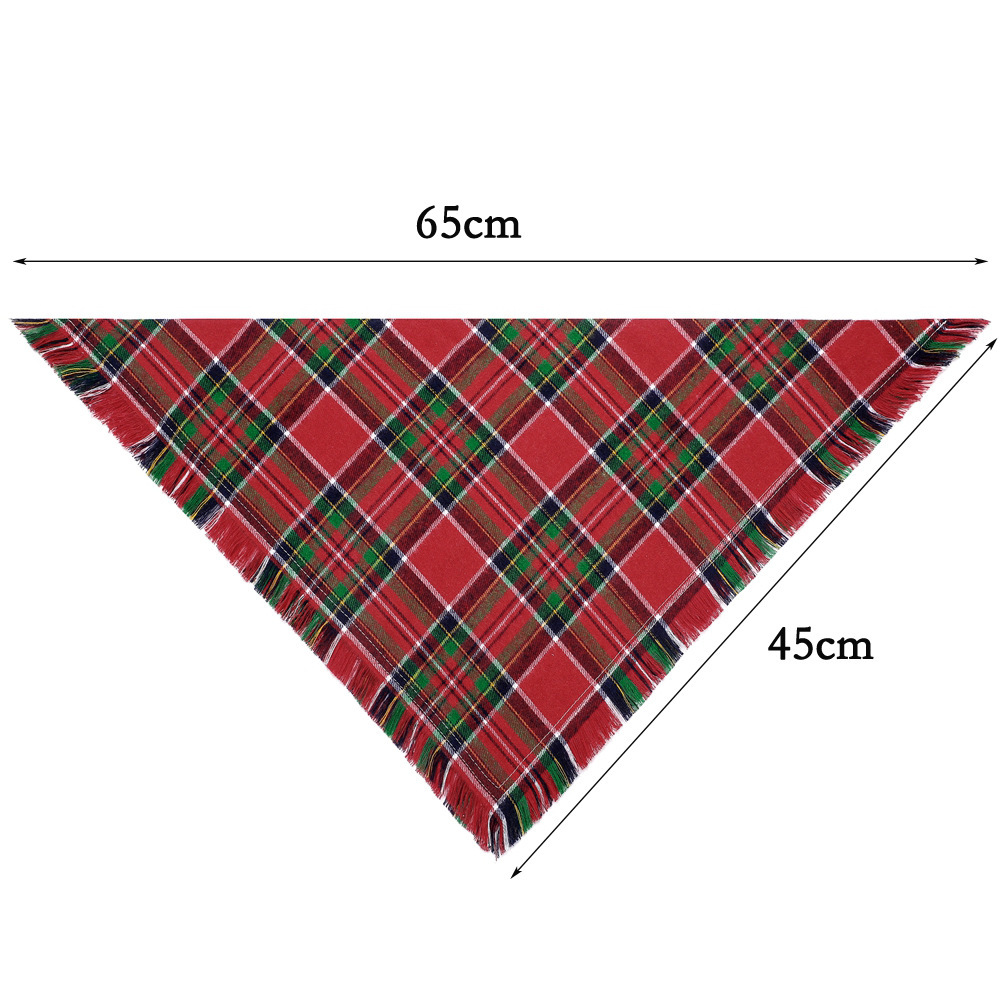 Vivifying Fall Dog Bandana With Tassels Edges Classic Plaid Triangle Dog Apparel Accessories Unny Dog Scarf Costume For Thanksgiving Photo Prop And Party Decor - Image 2