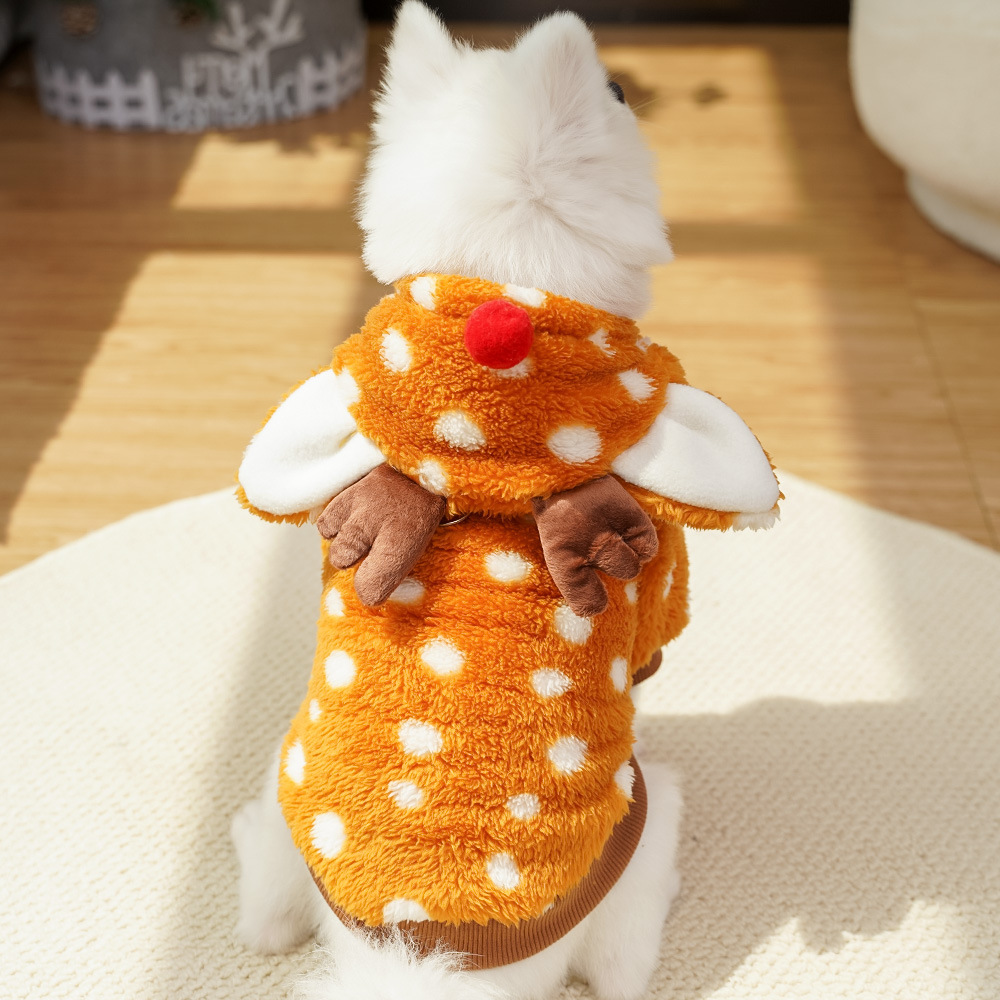 Pet Dog Cat Christmas Clothes Elk Supplies Autumn And Winter Fleece-lined Medium-sized Dog Bichon Jarre Aero Bull Corgi Pet Costume - Image 3