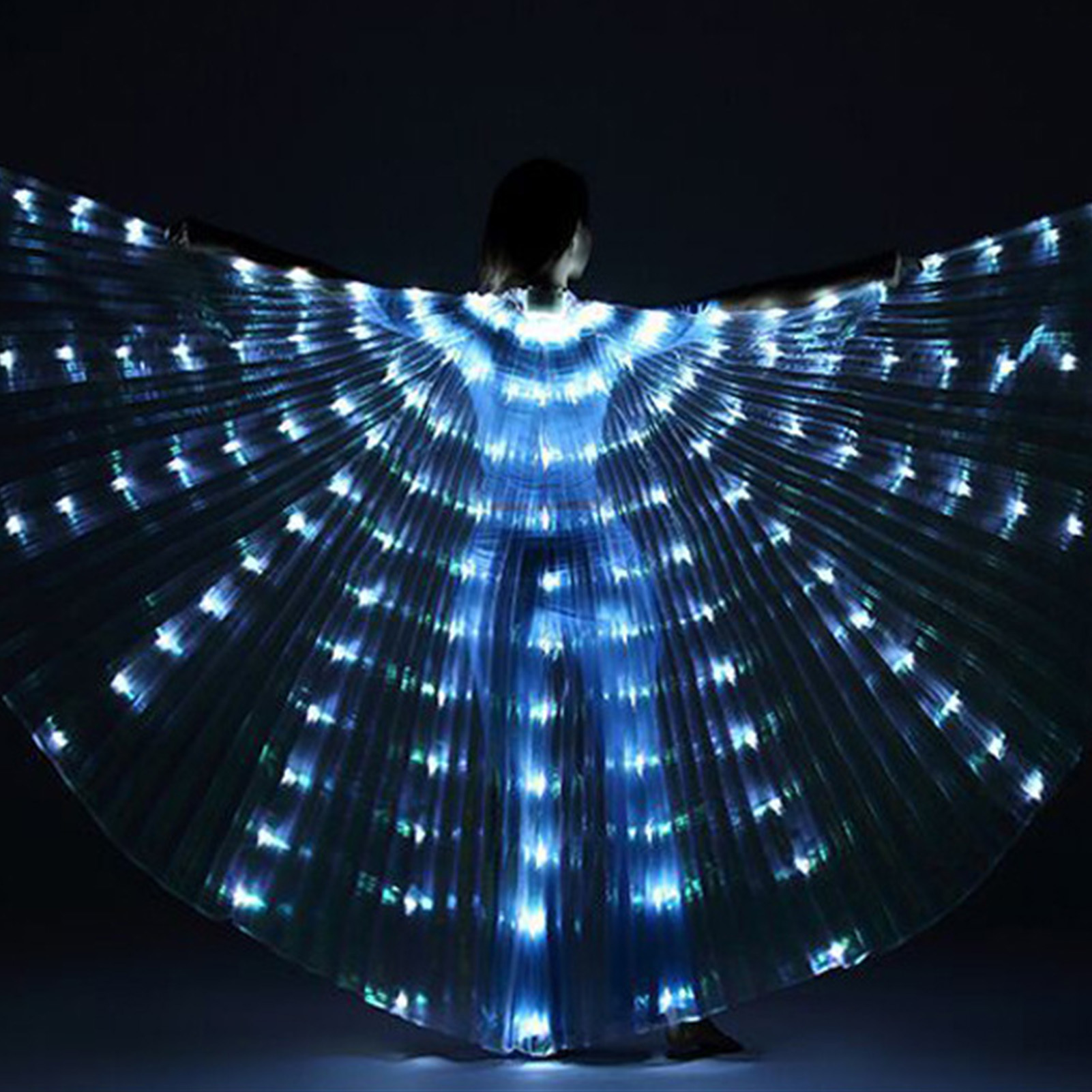 LED Light Up Wing For Adults 9.8FT Polyester Glowing Wing Belly Dance Costume Performance Clothing With Telescopic Rods For Carnival White - Image 4