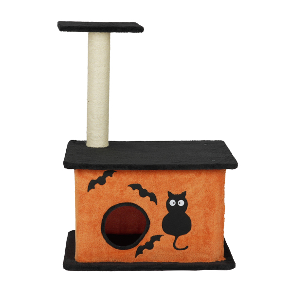 33inch Halloween Cat Tree, Cat Tower Cat Tree For Indoor Cats With Spacious Cat Condo, Large Platform, Sisal Scratching Post, Orange & Black