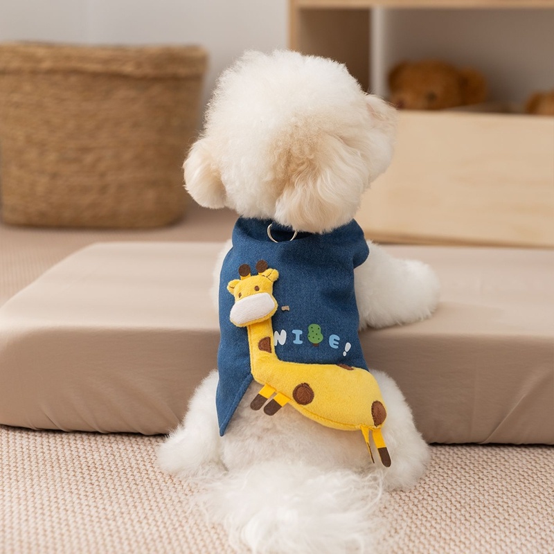 3D Deer Denim Pet Vest, Warm Fleece Lined Pullover For Small Dogs Cats, Winter Costume With Leash Hoo - Image 8