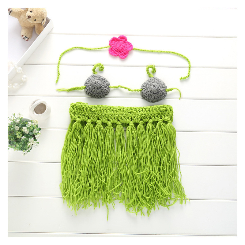 New European And American Children's Photography Clothing Newborn Sweater Suit Wool Knitting Baby Costume For Taking Photo Grass Skirt - Image 5