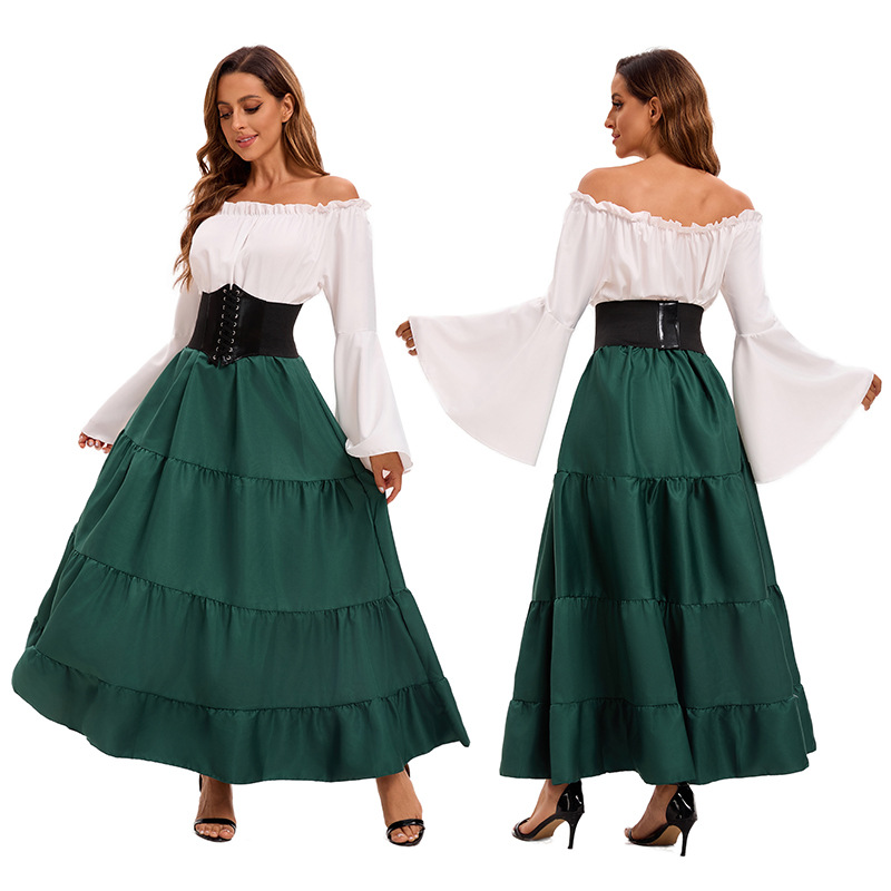 Womens Medieval Costume Vintage Court Long Dress