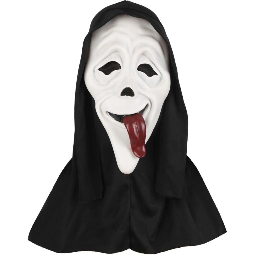White Halloween Ghost Mask With Tongue - Spooky Party Supplies For Costume Parties - Party Supplies Set