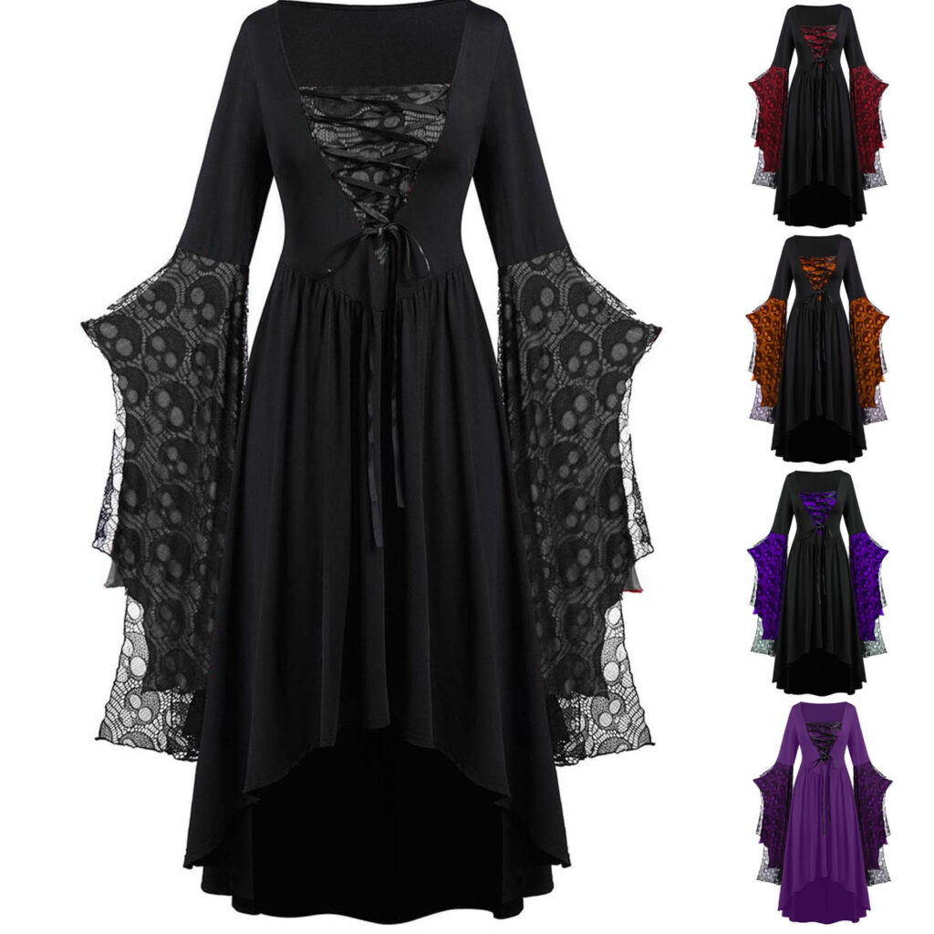 Lace Strap Irregular Square Neck Dress Fashion