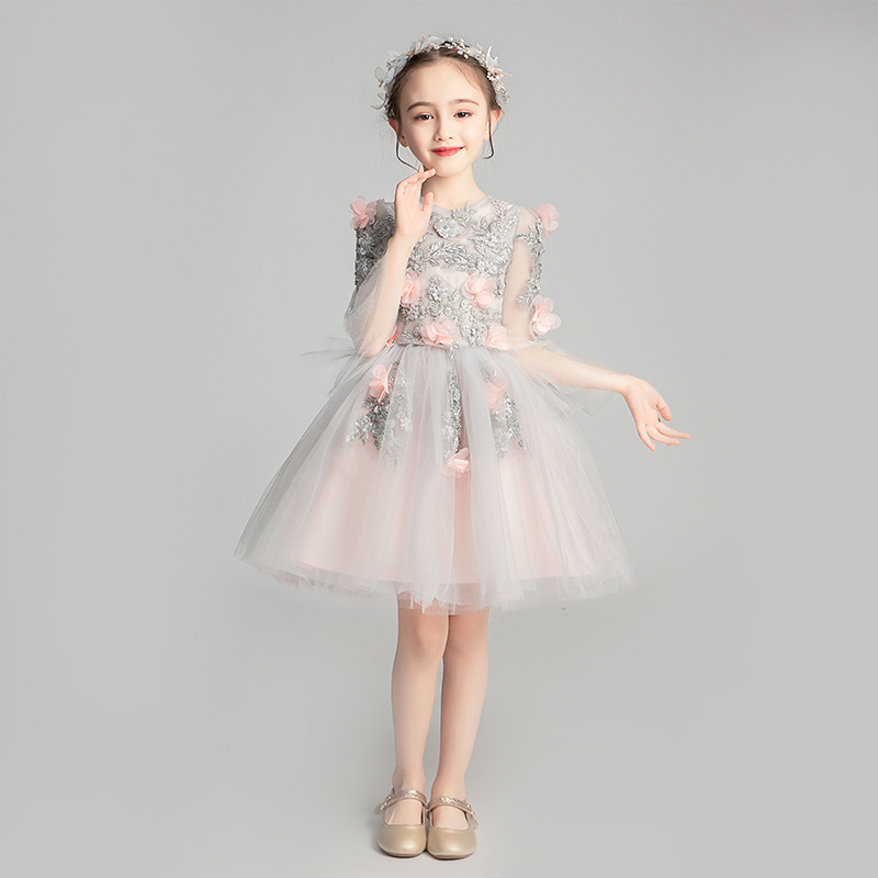 Princess Dress Fluffy Yarn Flower Girl's Wedding Dress,host, Evening Dress Girl's Piano Costume