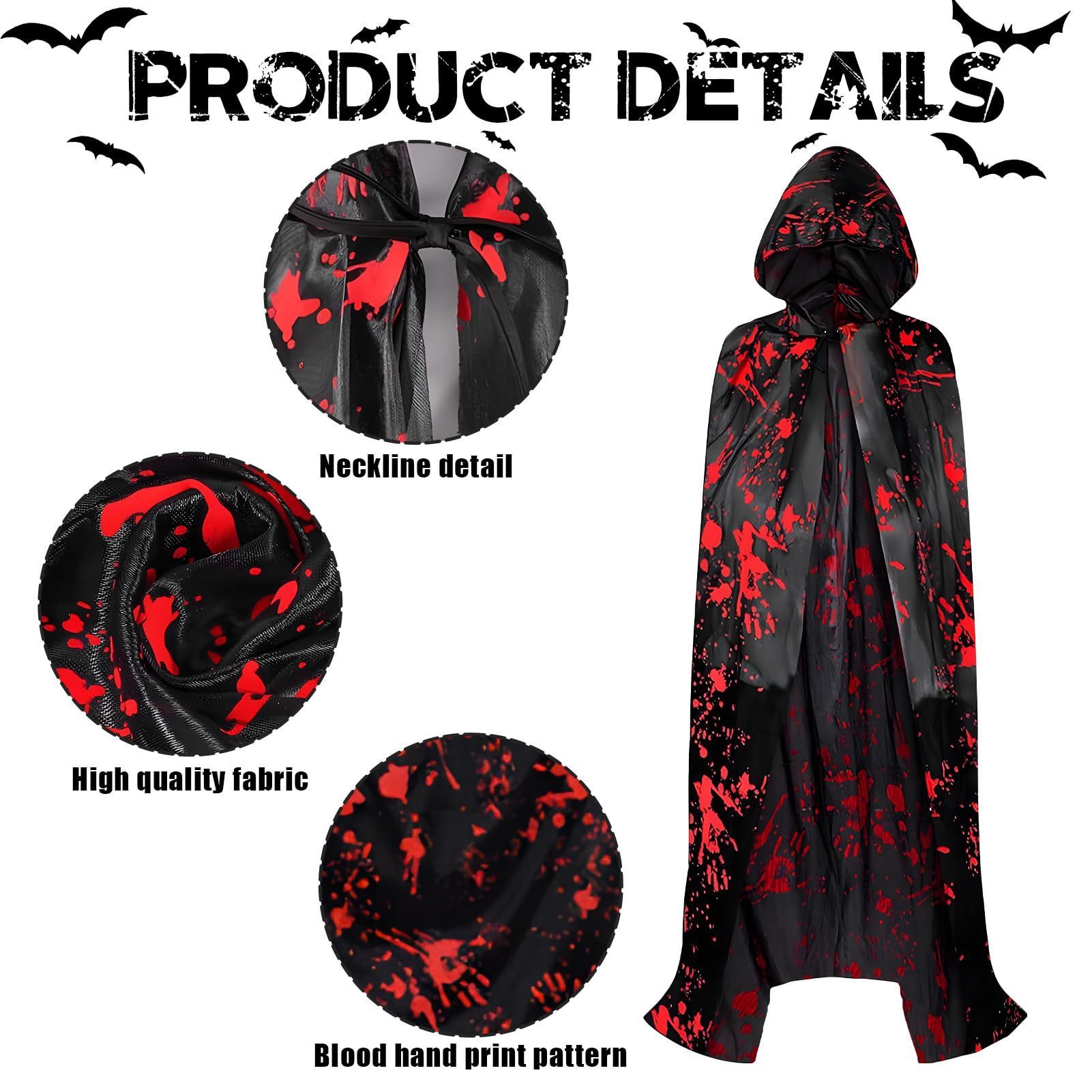 Hooded Costume Set With Hood And Mask Accessories - 140 Cm Cape For Spooky Parties & Themed Events - Party Accessory Set - Image 3