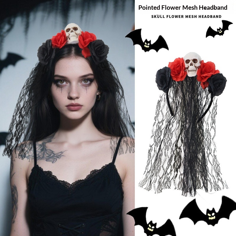 Womens Halloween Costume Rose-decorated Headband