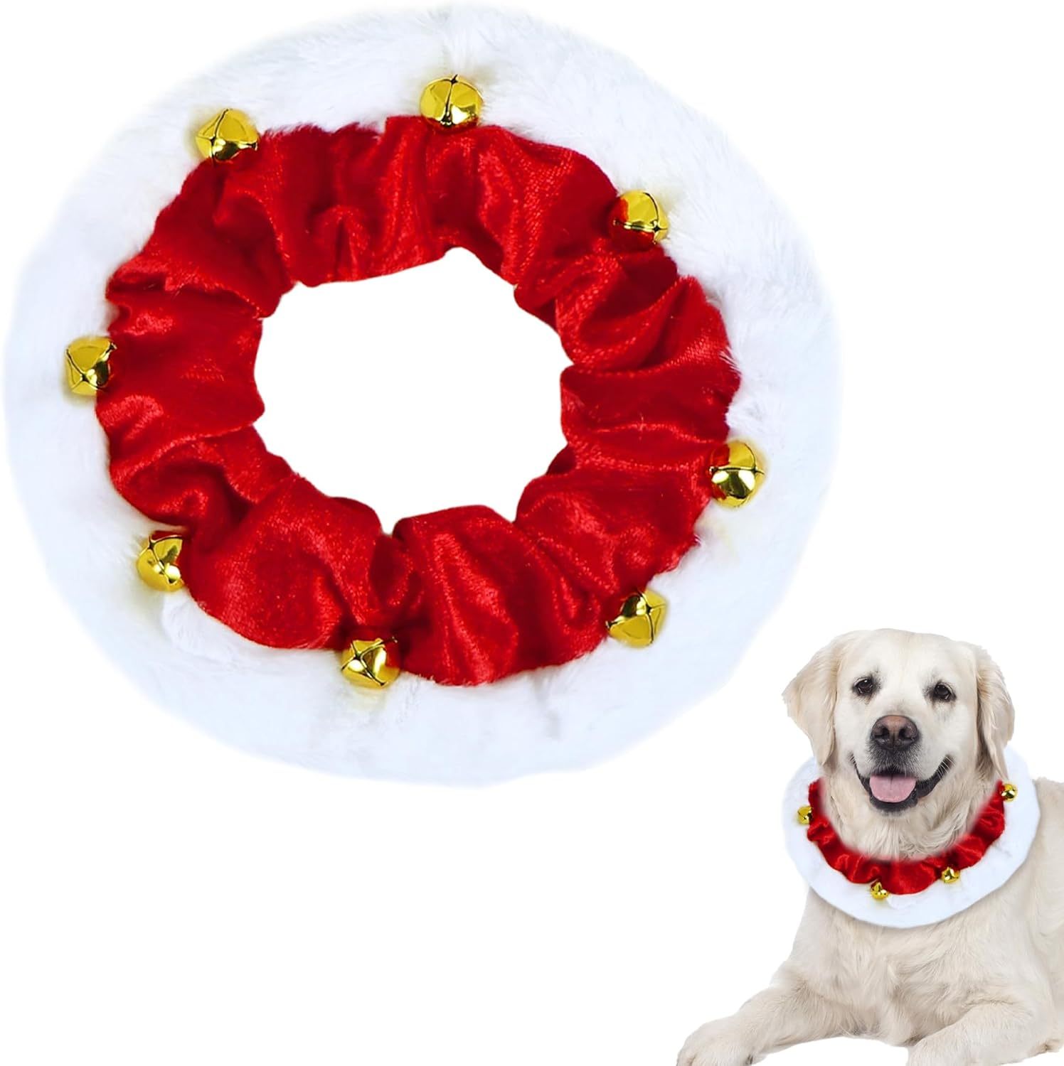 Dog Christmas Outfit Christmas Dog Collar With Bells Ornaments Holiday Christmas Dog Neckwear Costume Clothes For Small Medium Large Dogs Pets