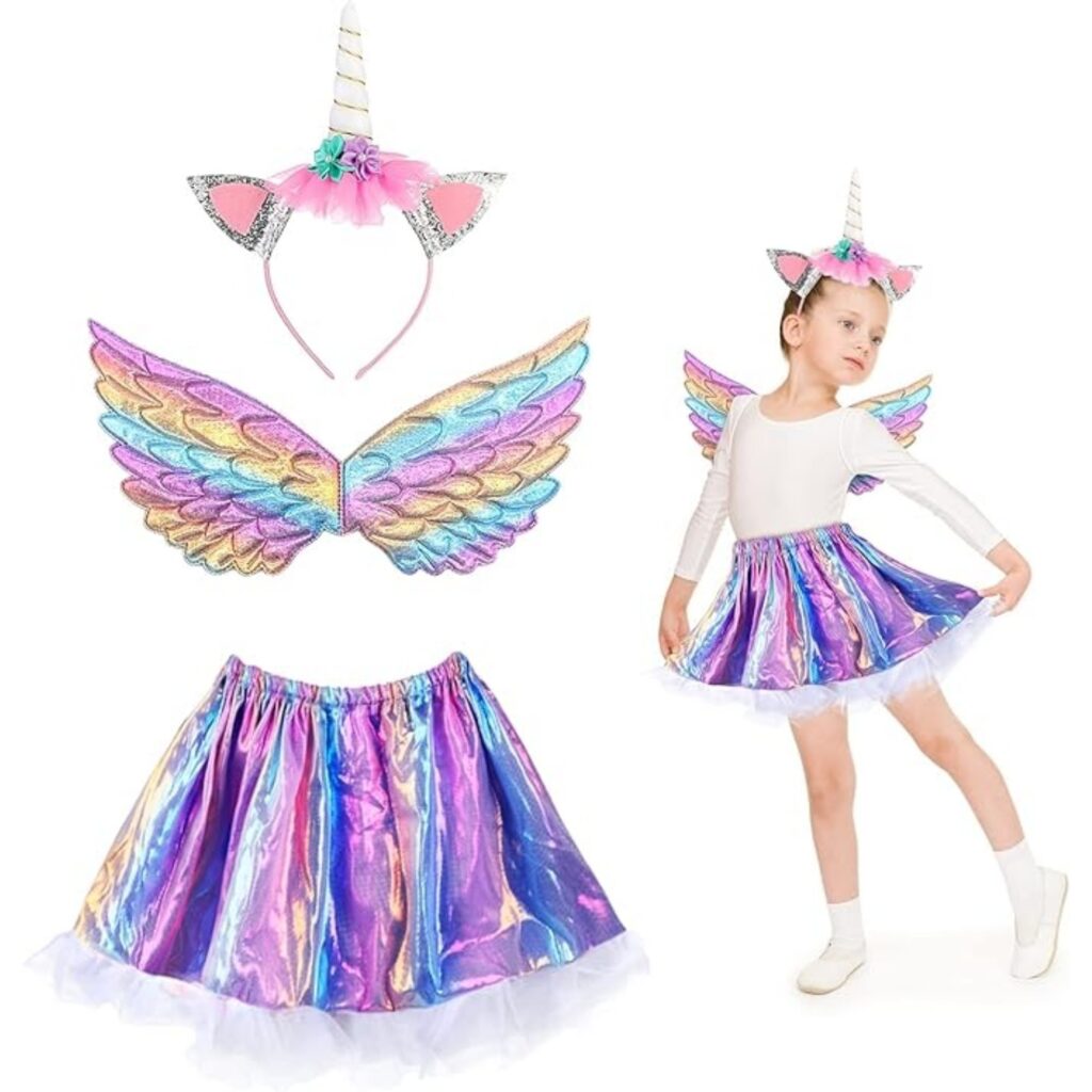 -Party Gifts: Purple Unicorn Costume, Sheer Dress, Sparkly Christmas Headband, Carnival Role-Playing Birthday Party