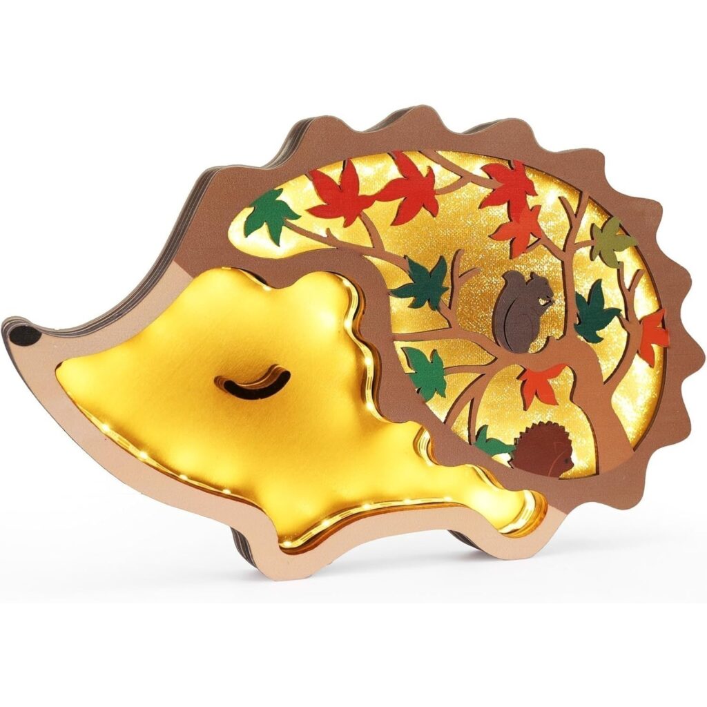 Fall Decor, Hedgehog Decor, Halloween Decor, Indoor Window Decor, Fall Night Light, Fall Decor Figurines, Autumn Aesthetic Decor, Fall Decor For Garden, Windows, Outdoor, And Indoor Decor