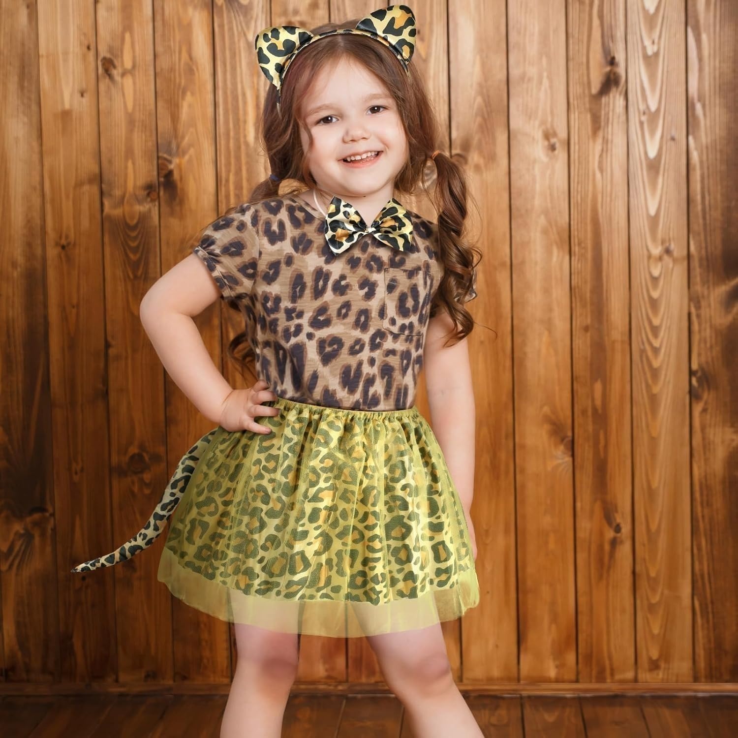 Yellow Animal Costume: Dalmatian, Spotted Dog, Cat, Donkey, Fox, Tiger, Leopard, Squirrel With Ears, Headband, Flying Tail, Animal Carnival, Role-Playing, Photo Booth Prop - Image 5