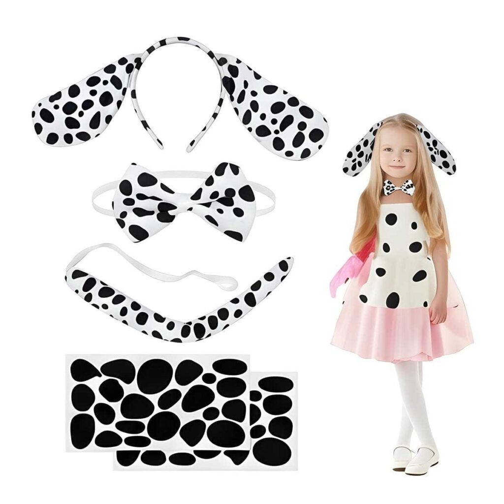 3-Piece Dalmatian Costume With Stickers - Complete Outfit For Theme Parties, Easy-to-Wear Party Accessory Set