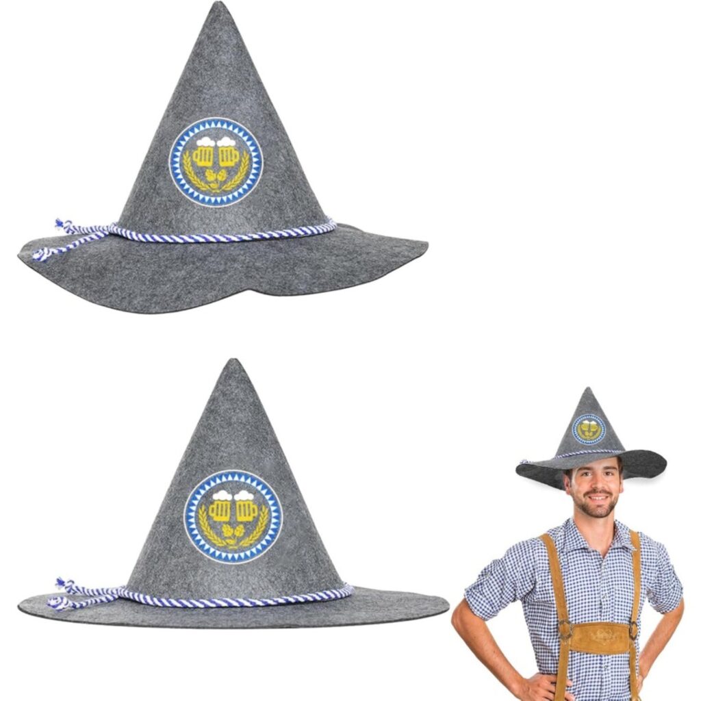 2 Pack Traditional Carnival Hat Oktoberfest Costume Accessories For Adults, Felt Tyrolean Hat For Halloween, Cosplay, Themed Parties & Events