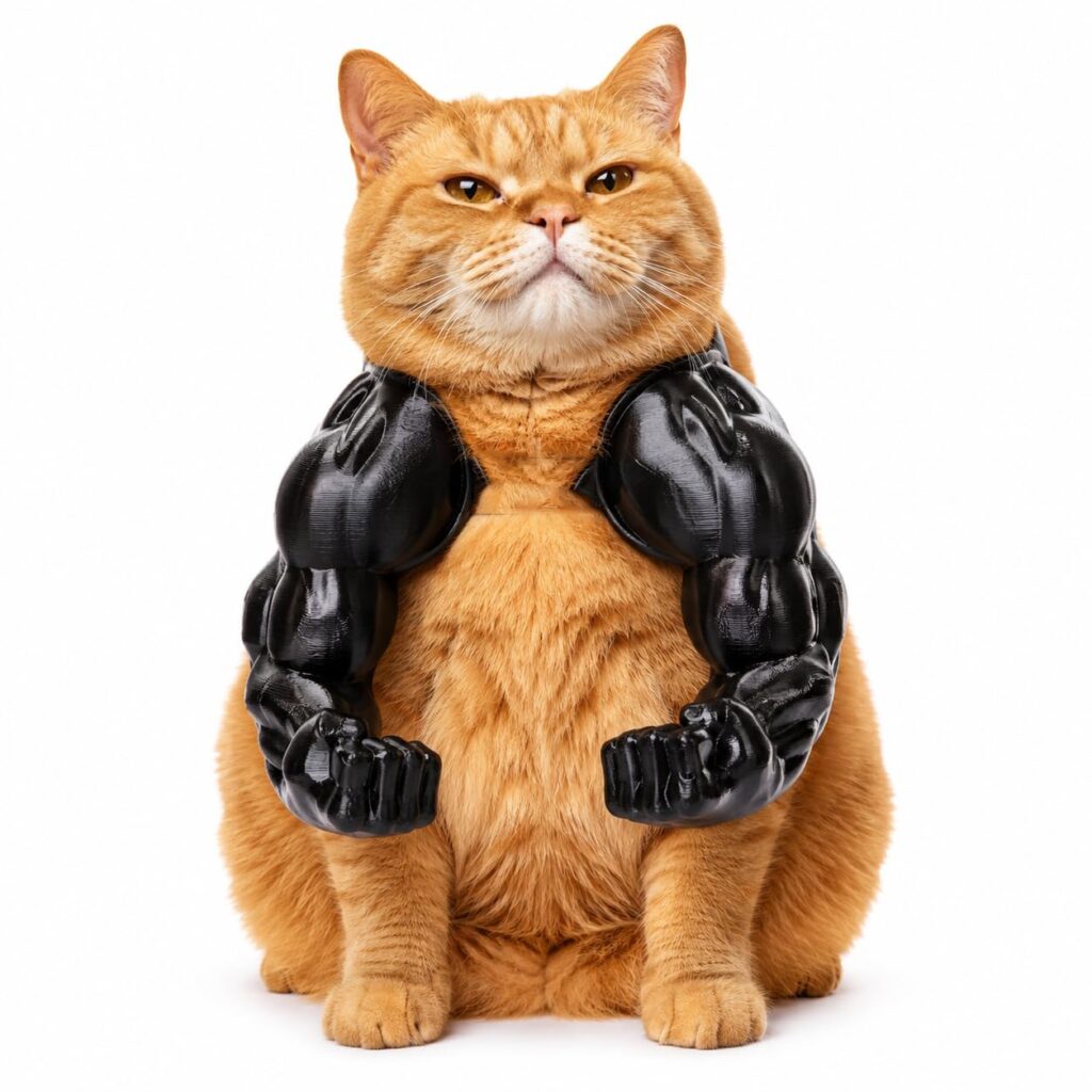 Cat Muscle Arms Hilarious 3D Printed Costume  Comfy Pet Shoulder Attachment For Feline Cosplay. Lightweight PLA Toy