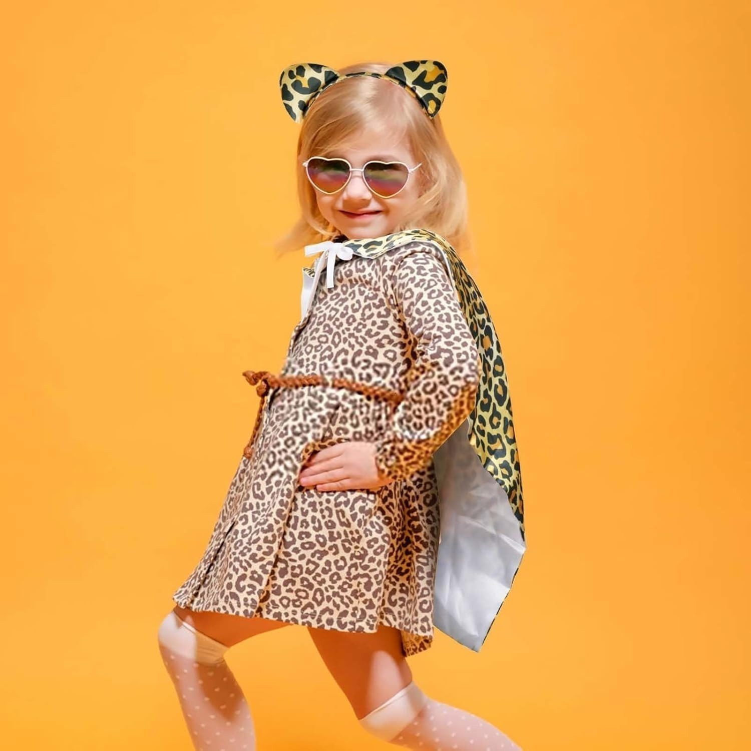 5-Piece Leopard Costume Set With Headband, Bow Tie, Tail, Mask, And Cape—a Wild Big Cat Outfit For Theme Parties And Carnival—Multi-Piece Party Gift Set - Image 5