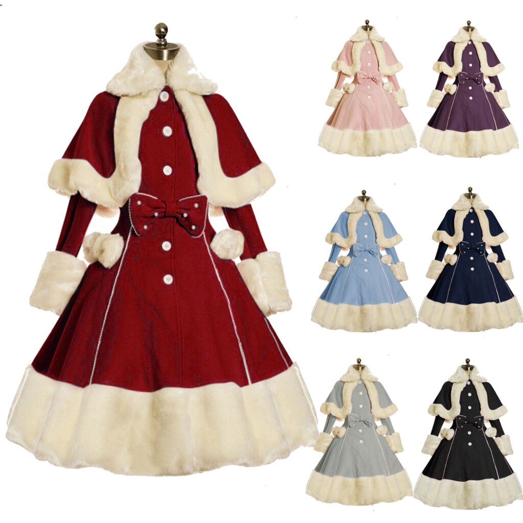 Princess Dress Stage Costume Performance Clothes Warm Waist Trimming Coat Cos Cloak Three-piece Set