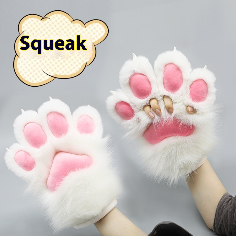 Hand-made Role-playing Costume Beast Plush Nail Gloves