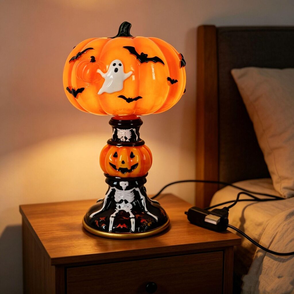 Halloween Glowing Ghost Bat Pumpkin Table Lamp
