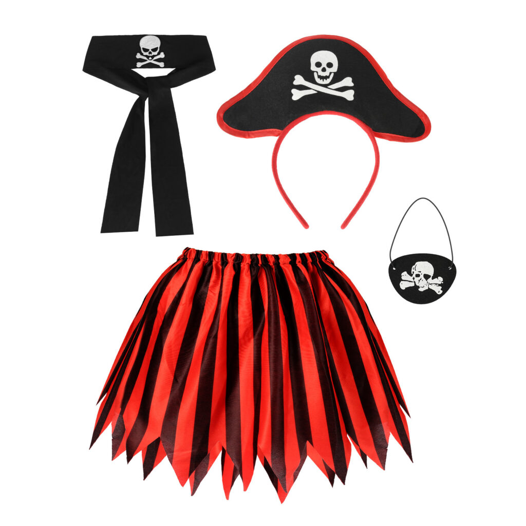 4-Piece Costume Set - Costume Set With Skirt, Belt, Blindfold, And Headband For Carnival Parties And Festive Events - Party Accessory Set