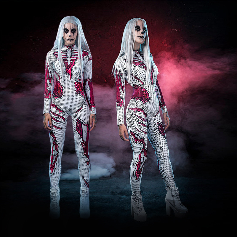 Women's Festival Carnival Costume Skull Suit Jumpsuit