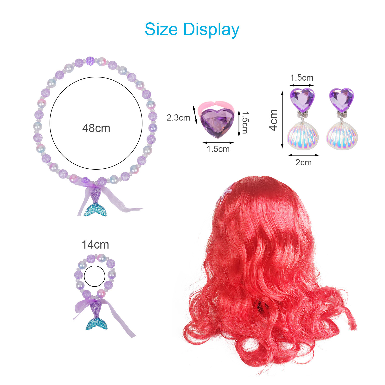 16-Piece Princess Accessory Set With Red Hair & Jewelry For Theme Parties And Costume Parties—Party Accessory Set - Image 5