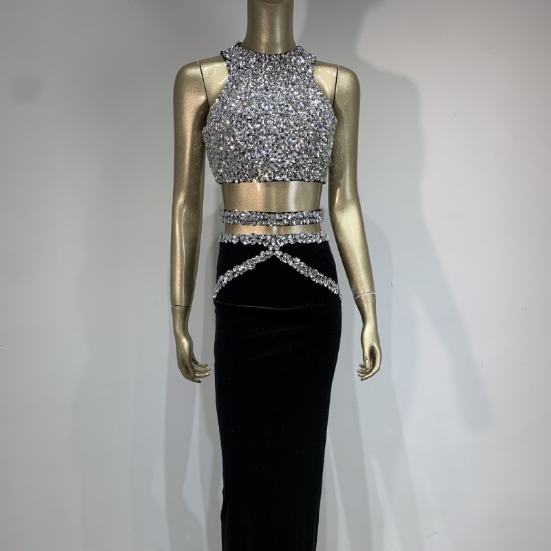 Women's Shiny Rhinestone Evening Dress Costume