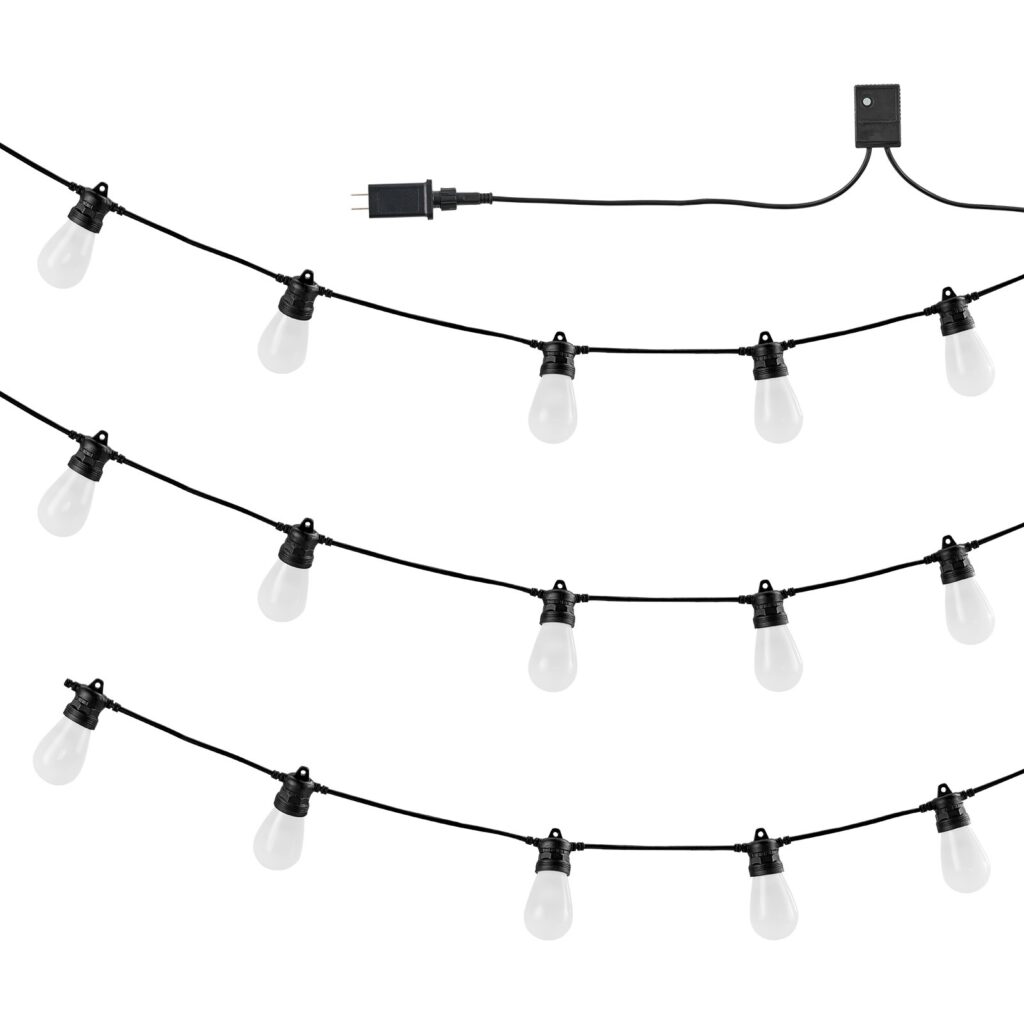 RGB Outdoor String Lights, 50FT, Outside Patio Lights With APP Control 15 Bulbs, 15 Single-Color Adjustable Brightness Time Setting, Waterproof Hanging Lights For Halloween Decorations Christmas