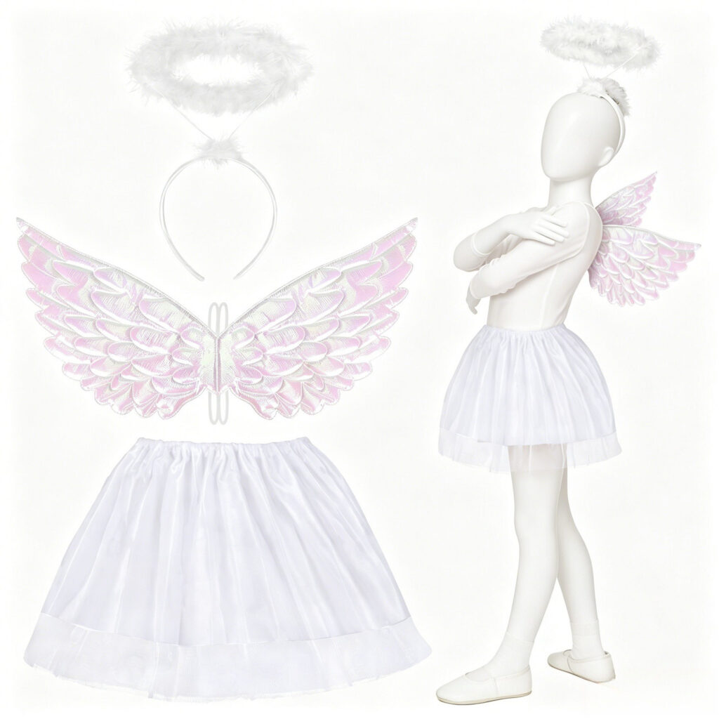 3-Piece Angel Costume Set With Halo, Wings, And Tutu For Costume Parties—Multi-Piece Party Gift Set