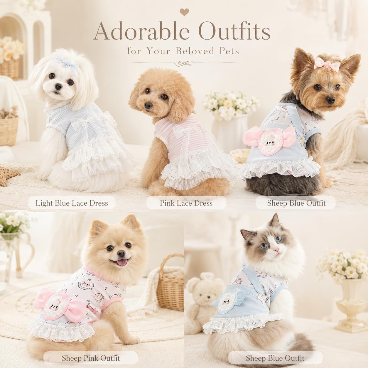 Cute Dog Dress Sleeveless, Elegant Puppy Skirts With Lace Hem, Breathable Pet Dress For Small Dog Girl Chihuahua Yorkies Tulle Birthday Party Lace Costume Tutu Apparel - Image 4