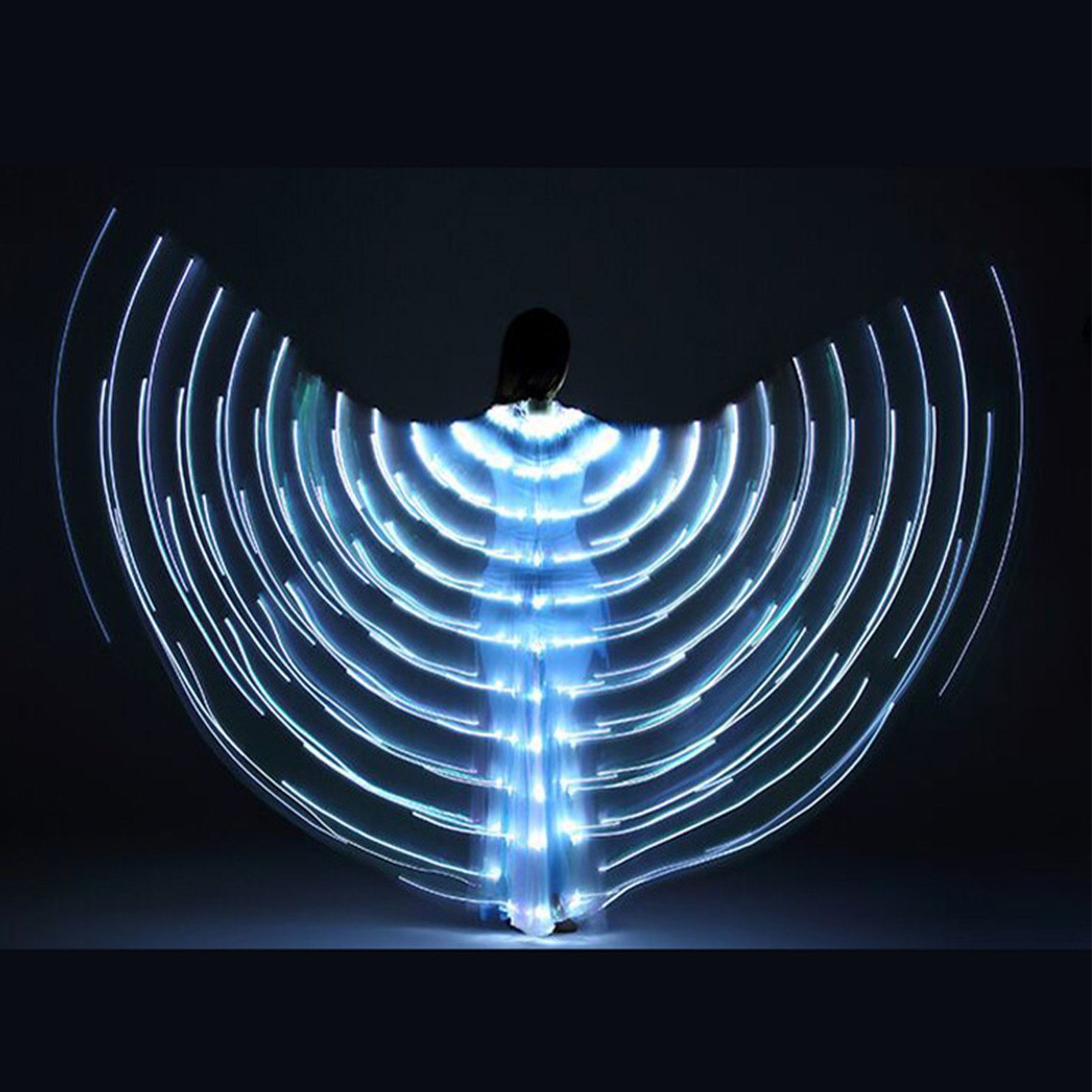 LED Light Up Wing For Adults 9.8FT Polyester Glowing Wing Belly Dance Costume Performance Clothing With Telescopic Rods For Carnival White - Image 3