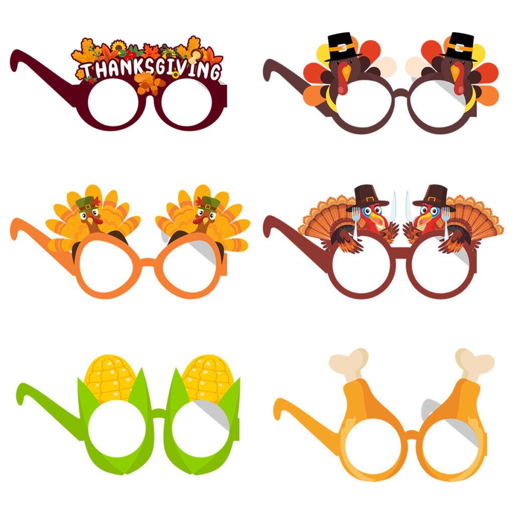 Thanksgiving Party Paper Glasses Pumpkin Turkey Maple Leaf Costume Glasses